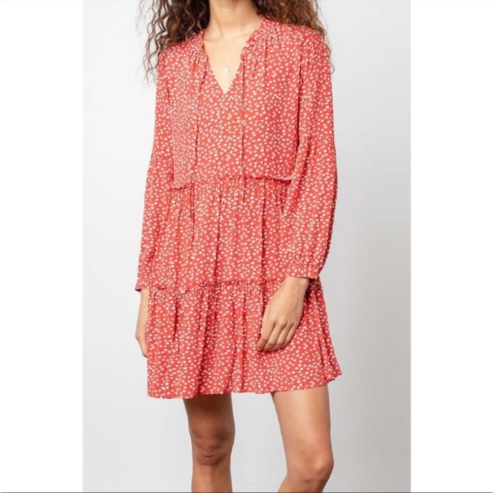 Rails Ditzy Floral Tiered Mini Long Sleeve Dress XS